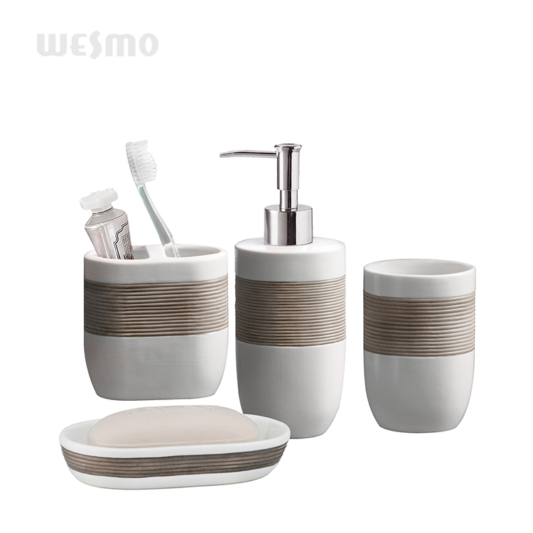 Trendy hand painted porcelain ceramic bathroom accessories set